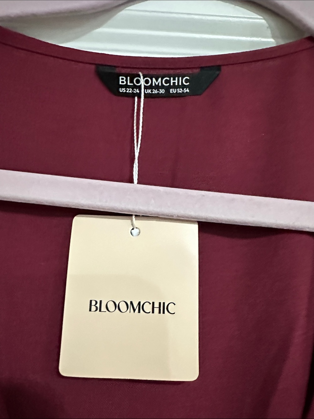 BloomChic Burgundy V-Neck Embroidered Ruffle Sleeve Dress - Picture 4 of 6